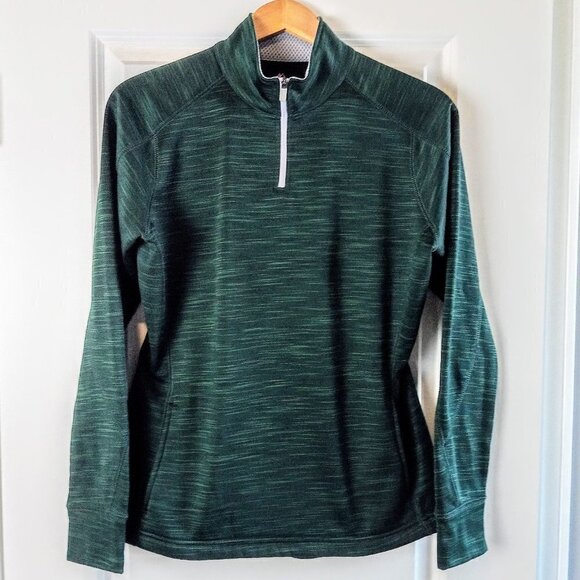 Majestic Tops - Majestic Green Athletic 1/4 Zip Fleece Pullover